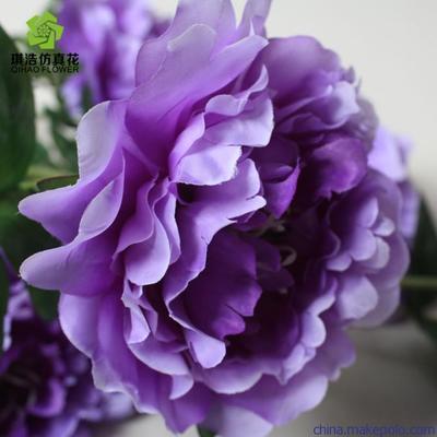 琪浩工藝品 廠(chǎng)家直銷(xiāo)高檔絹布仿真裝飾花批發(fā)——5頭小牡丹絹花綻放永恒之美